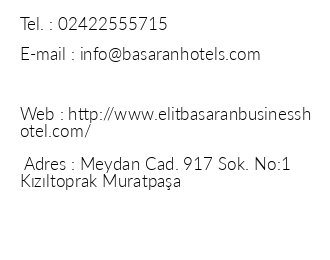 Baaran Business Hotel iletiim bilgileri